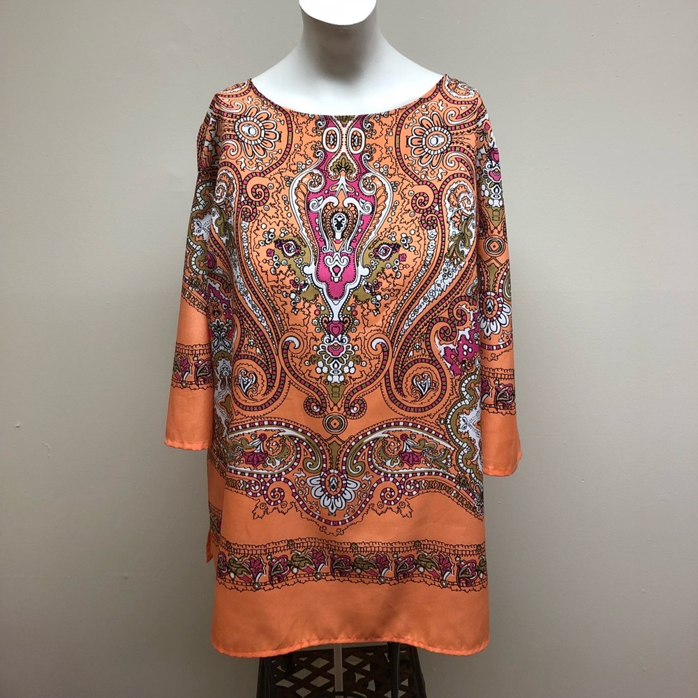 Orange and pink gorgeous patterned blouse